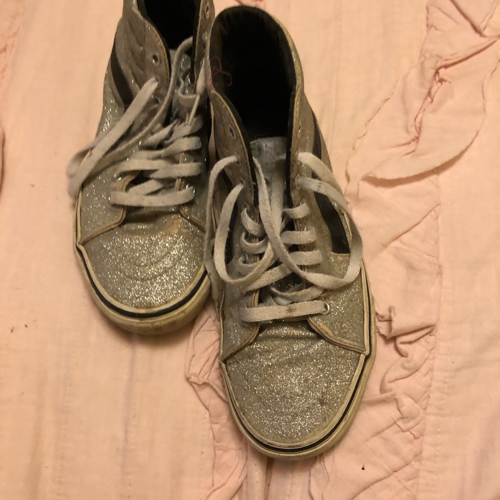 Silver glitter vans